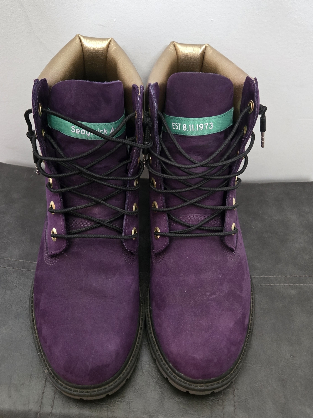 Timberland Women's Hip Hop Limited Purple Suede Lace-Up Boots with Gold Collar - Picture 2 of 6